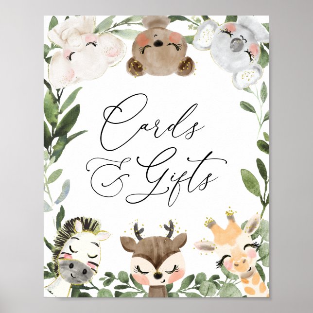 Póster Rótulo de tarjetas de Baby Shower y regalos de ani (Frente)