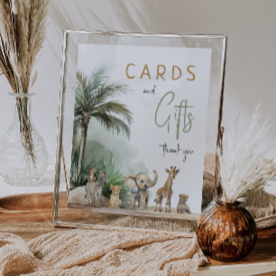 Póster Rótulo de tarjetas de Baby Shower y regalos de ani