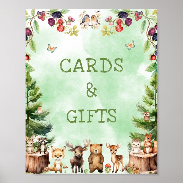 Póster Rótulo de tarjetas de Baby Shower y regalos para a (Frente)