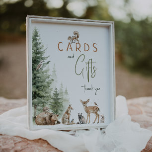 Póster Rótulo de tarjetas de Baby Shower y regalos para a