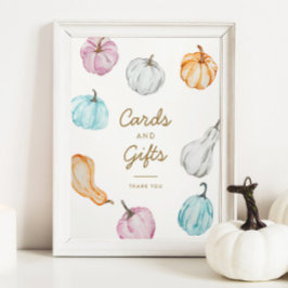 Póster Rótulo de tarjetas de Baby Shower y regalos para c