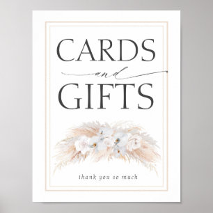 Póster Rótulo de Tarjetas de Boda y Regalos de Pampas