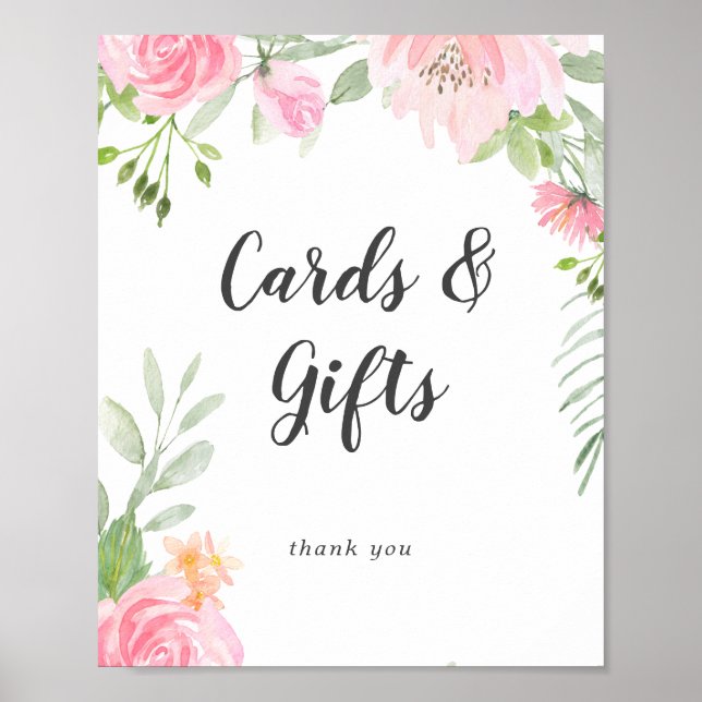 Póster Rótulo de Tarjetas de Boda y Regalos Primarios (Frente)