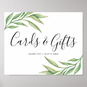 Póster Rótulo de tarjetas de bodas y regalos   Hojas botá
