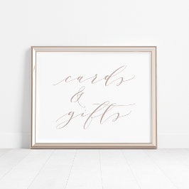 Póster Rótulo de tarjetas de caligrafía y regalos de Rosa