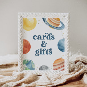 Póster Rótulo de tarjetas de cumpleaños y regalos para el