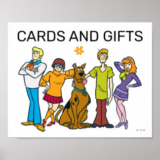 Póster Rótulo de tarjetas de cumpleaños y regalos Scooby-