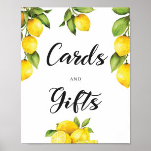 Póster Rótulo de Tarjetas de Fruta de Limón y Regalos Wat