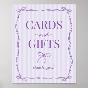 Póster Rótulo de tarjetas de lavanda morado de coquette B