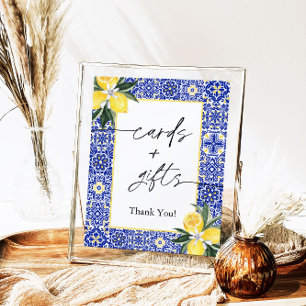 Póster Rótulo de tarjetas de limón italiano y GIfts