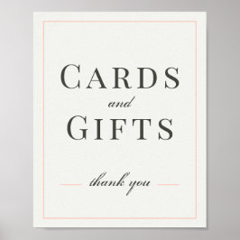 Póster Rótulo de tarjetas de matrimonio de coral y crema 