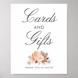 Póster Rótulo de tarjetas de matrimonio y regalos florale
