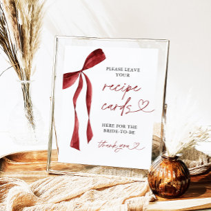 Póster Rótulo de tarjetas de receta para novias Bow Brida