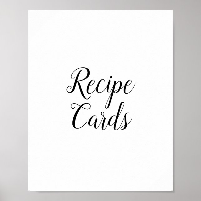 Póster Rótulo de tarjetas de recetas de caligrafía negra (Frente)