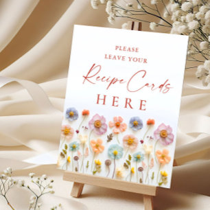 Póster Rótulo de tarjetas de recetas de flores silvestres