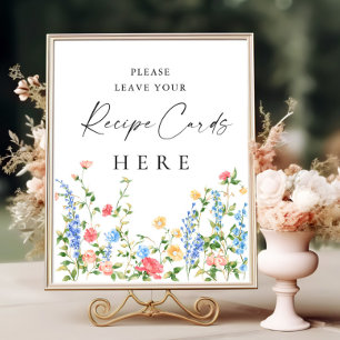 Póster Rótulo de tarjetas de recetas de flores silvestres