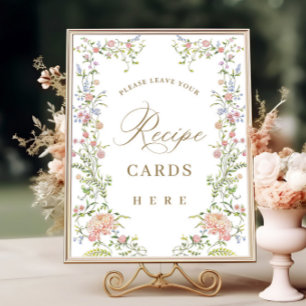 Póster Rótulo de tarjetas de recetas florales de Grace Gr