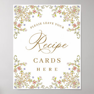 Póster Rótulo de tarjetas de recetas florales de Grace Gr