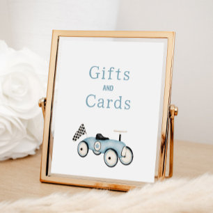 Póster Rótulo de tarjetas de regalo para autos de carrera
