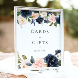 Póster Rótulo de tarjetas florales y regalos de la Marina