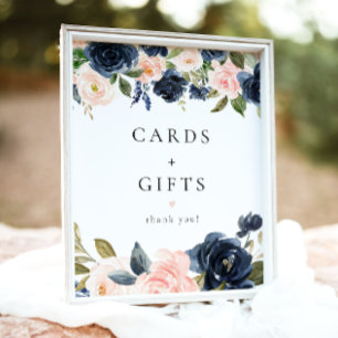 Póster Rótulo de tarjetas florales y regalos de la Marina
