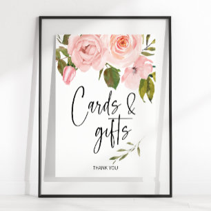 Póster Rótulo de tarjetas florales y regalos de Rubor Pin