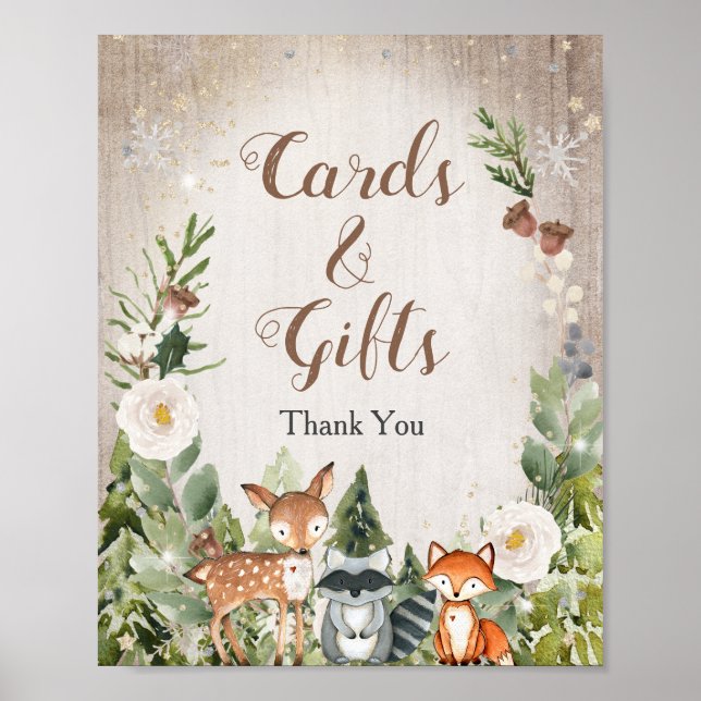 Póster Rótulo de Tarjetas Florales y Regalos para Animale (Frente)