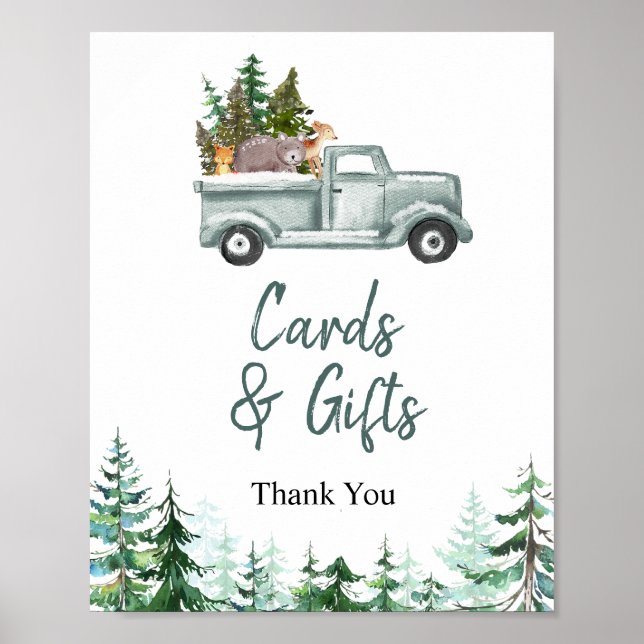 Póster Rótulo de Tarjetas y Regalos de Animales Green Tru (Frente)