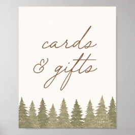 Póster Rótulo de tarjetas y regalos de Baby Shower Woodla