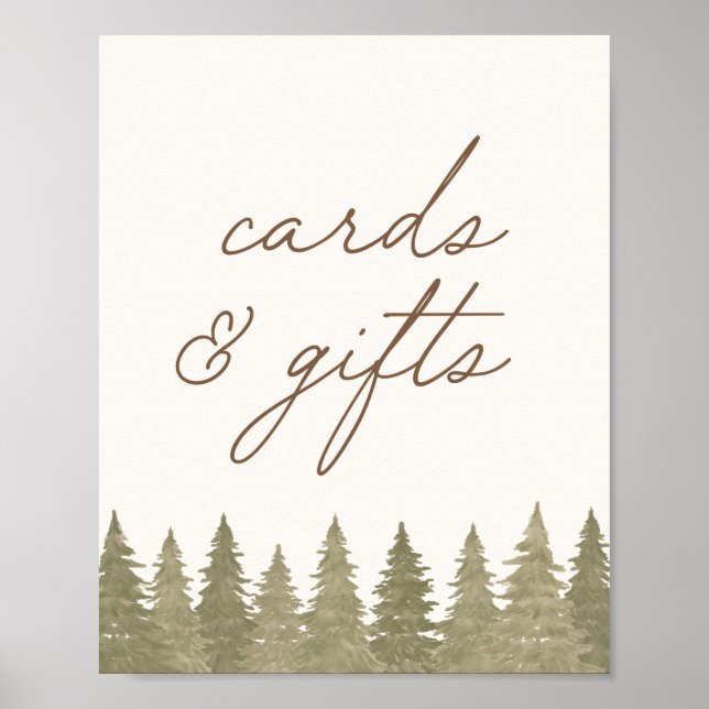 Póster Rótulo de tarjetas y regalos de Baby Shower Woodla (Frente)