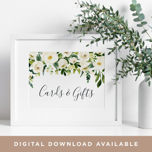 Póster Rótulo de tarjetas y regalos de boda floral de Ala