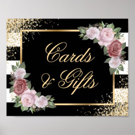 Póster Rótulo de tarjetas y regalos de boda rosada Rubor 