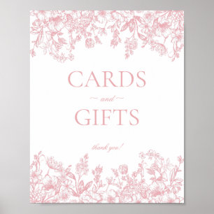 Póster Rótulo de tarjetas y regalos de flores de época de