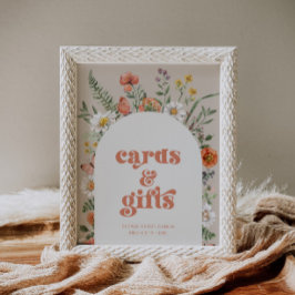 Póster Rótulo de tarjetas y regalos de flores silvestres