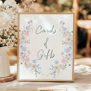Póster Rótulo de tarjetas y regalos de flores silvestres 