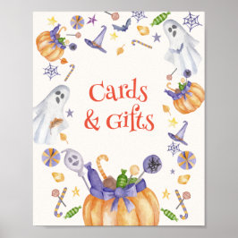 Póster Rótulo de tarjetas y regalos de Halloween con cala