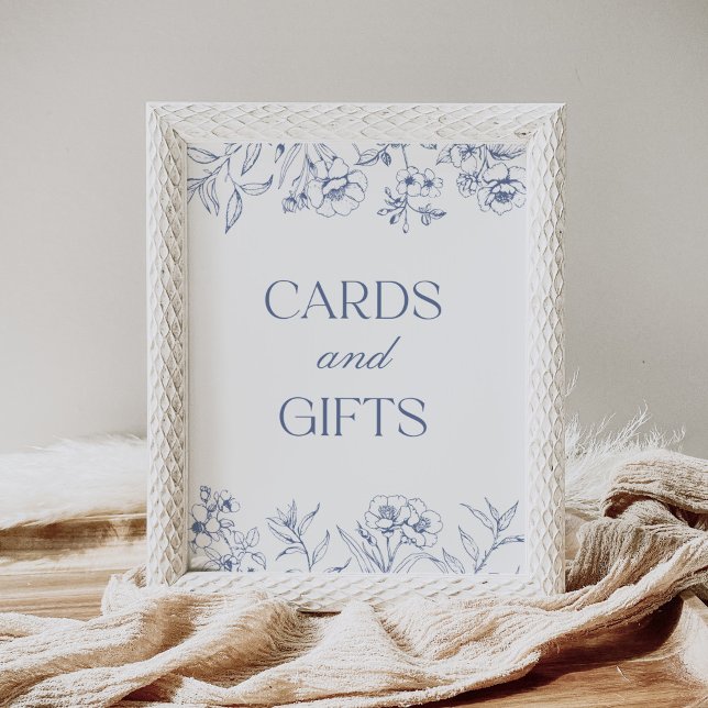 Póster Rótulo de tarjetas y regalos de la Floral Azul Chi (Subido por el creador)