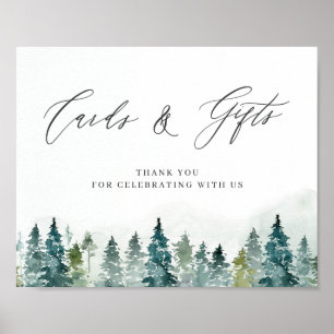 Póster Rótulo de Tarjetas y Regalos de Pinos Forestales d