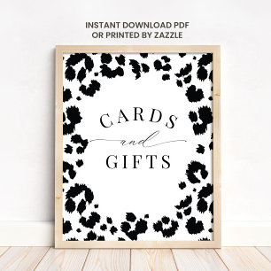 Póster Rótulo de tarjetas y regalos en blanco y negro de