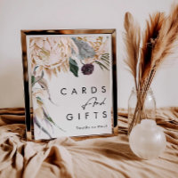 Rótulo de tarjetas y regalos florales blancos