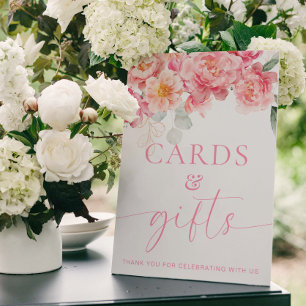 Póster Rótulo de tarjetas y regalos florales de la Peonia