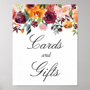 Póster Rótulo de tarjetas y regalos   Flores rosadas de B