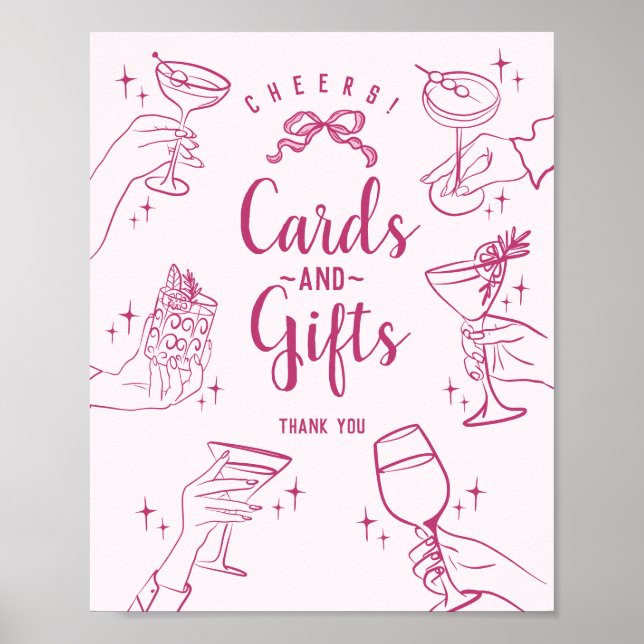 Póster Rótulo de tarjetas y regalos para Fiestas de cócte (Frente)