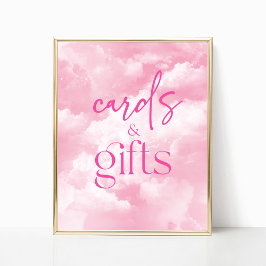 Póster Rótulo de tarjetas y regalos para las nubes de col