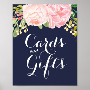 Póster Rótulo de Tarjetas y Regalos para Peonies Rosados