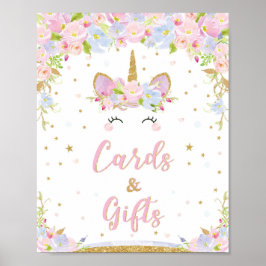 Póster Rótulo de Tarjetas y Regalos Unicornio Cumpleaños 