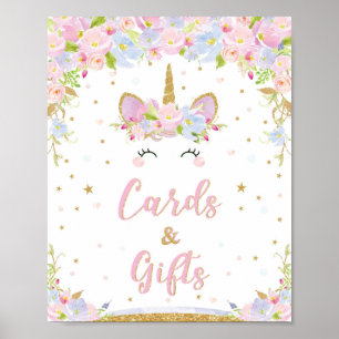 Póster Rótulo de Tarjetas y Regalos Unicornio Cumpleaños 