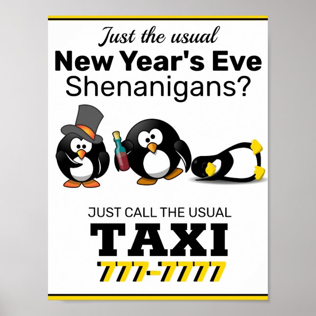 Póster Rótulo de taxi para bares (Frente)