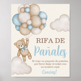 Póster Rótulo de Teddy Bear Diaper Raffle