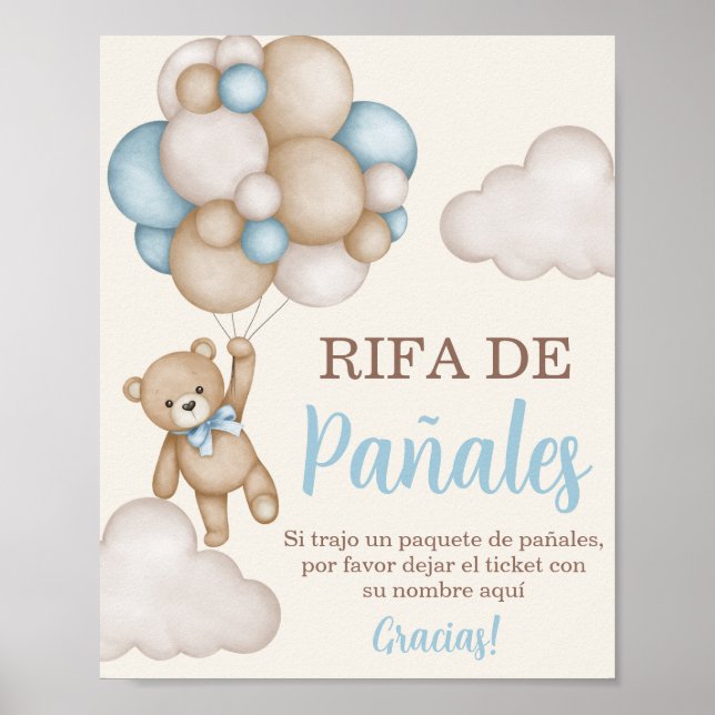 Póster Rótulo de Teddy Bear Diaper Raffle (Frente)